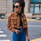 Corduroy Loose Short Long Sleeve Small Coat