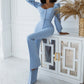 Casual Palace Style Bishop Sleeves Top Bell-bottom Pants Suit