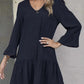 Robe ample à col montant pour femme, couleur unie, plissée, en coton et lin