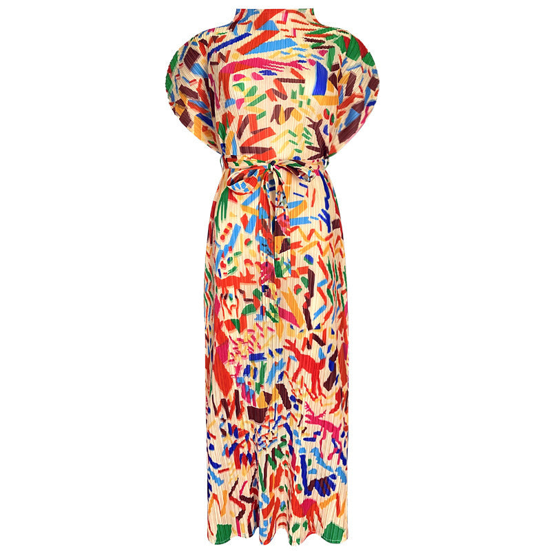Robe mi-longue slim à imprimé graffiti pour femme