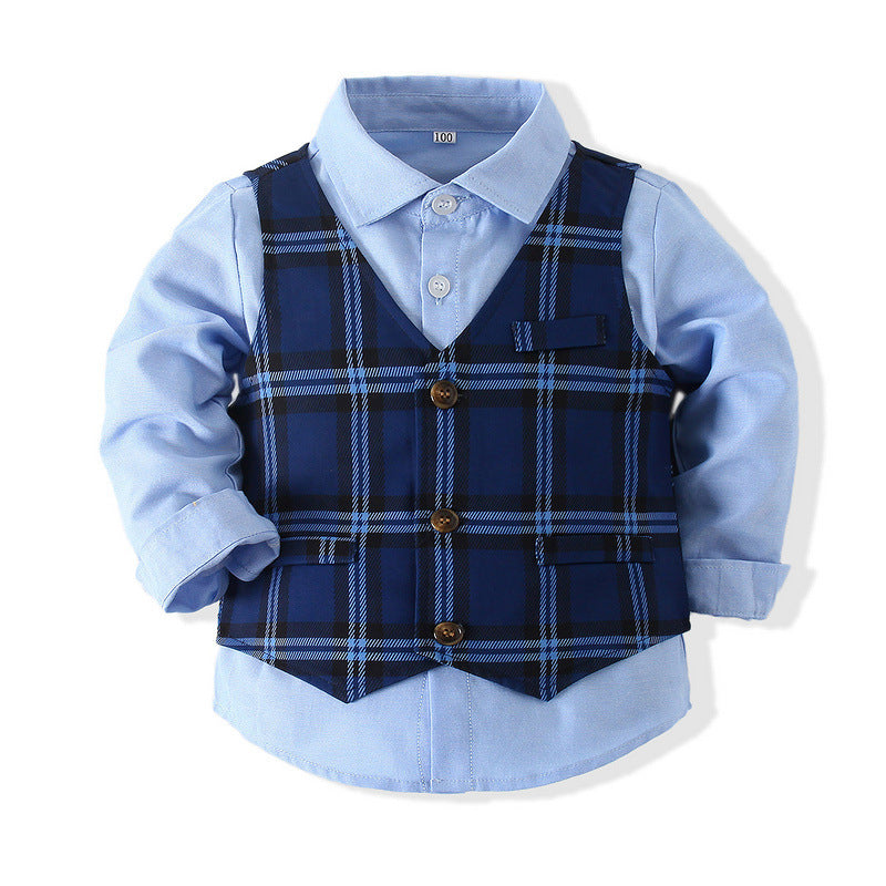 Chemise à manches longues et gilet trois pièces