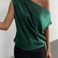Women's Fashion Diagonal Collar Pinch Pleated Asymmetric Vest