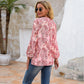 Women's Fashion Personality Printed V-neck Long-sleeved T-shirt