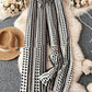 Striped Digital Printing Wide Leg Leisure Slim Fit Tied Cropped Pants