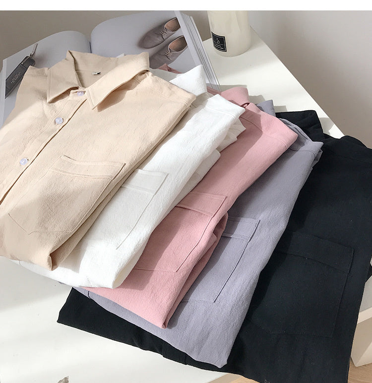 Fashionable Loose Plus Fat Plus Size White Handsome Shirt