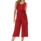 V-neck halter buttons with belt jumpsuit