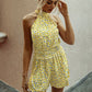 Floral halter strapless women's jumpsuit