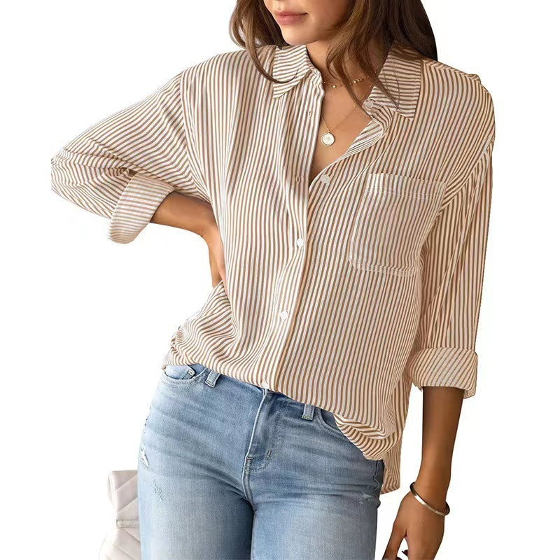 Cardigan ample et décontracté à rayures pour femme