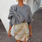 Long Sleeve Solid Color Loose Women's Top