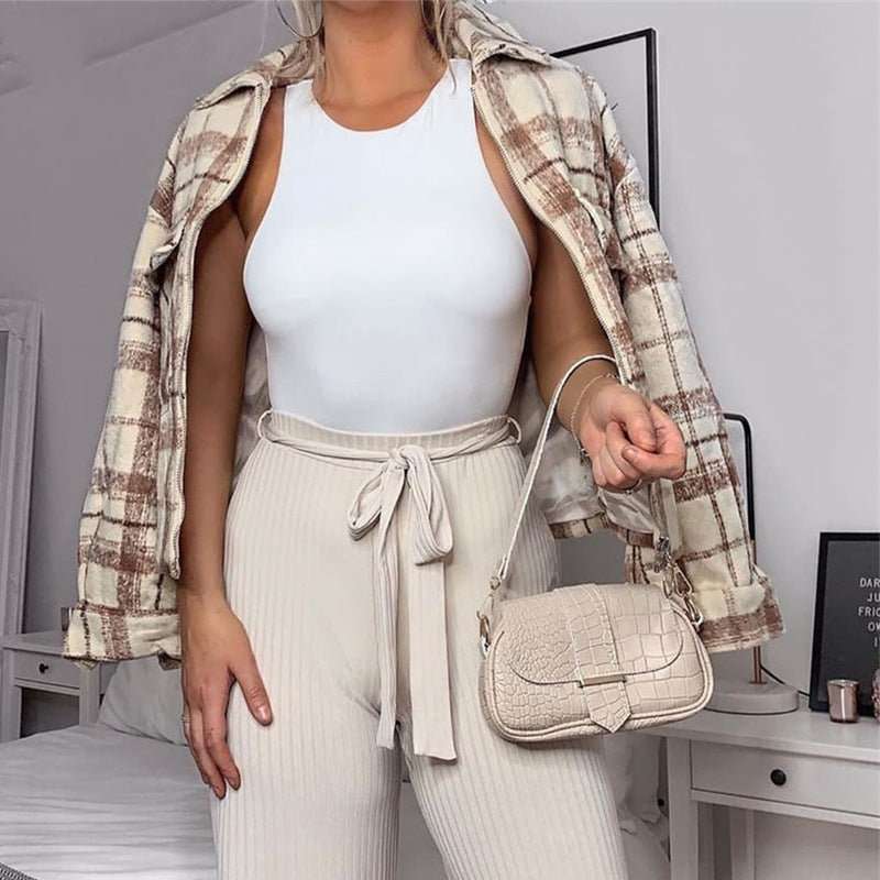 Women's Fashion Solid Color Sleeveless Slim Jumpsuit