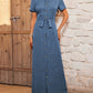 Women's Lapel Dress Cardigan Button Belt Decorated Dress