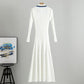 Simple Frill Knitted Dress Casual Slim Fit V-neck Strap Women's Clothing