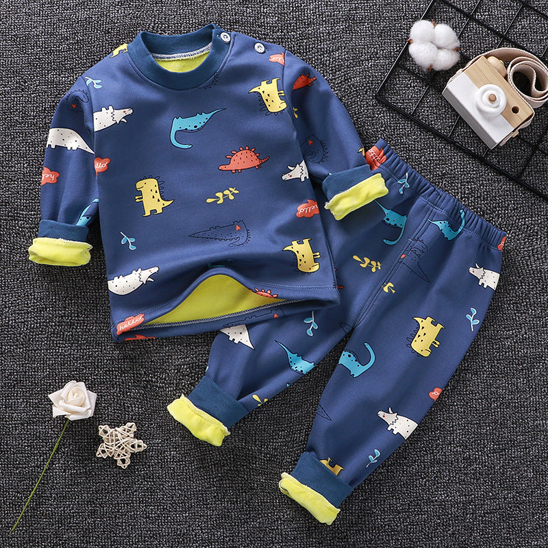 Children's Thermal Underwear Set Plus Velvet Thickening