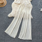 Twisted-strap Tube Top With High-waisted Pleated Wide-leg Pants