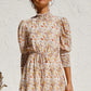 Small floral elastic waist big swing dress