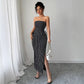 Women's Casual Striped Strapless Tube Top And Sheath Skirt Set