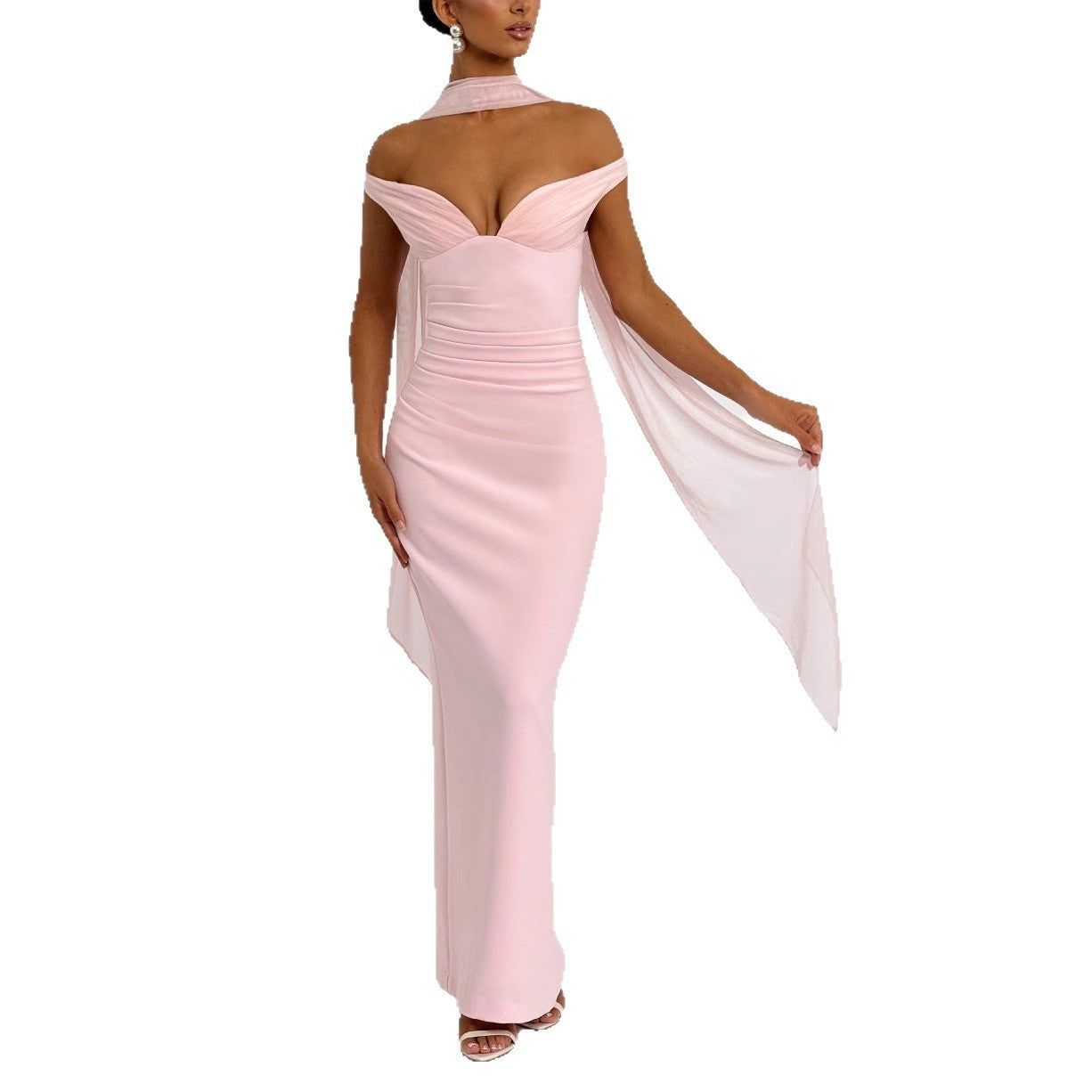 Girl Tube Top Off-shoulder Waist Elastic Hip Dress