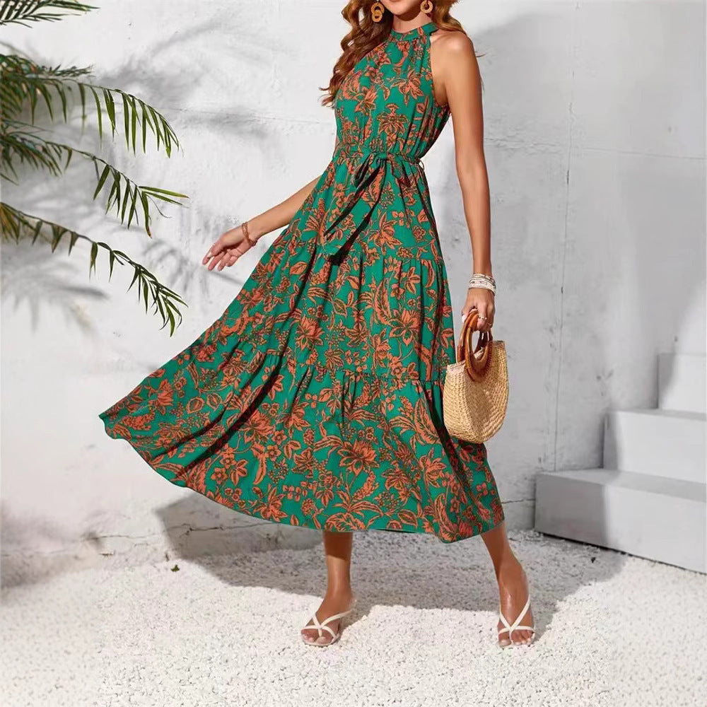 Robe sans manches à imprimé ethnique pour le printemps et l'été