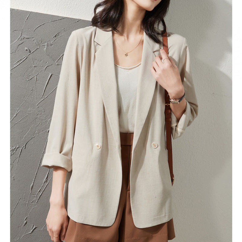 Haut de costume ample et respirant beige, résistant au soleil et assorti