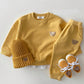 Newborn Infant Children's Cotton Bear Round Neck Sweater Sports Suit Cartoon Two Piece Set
