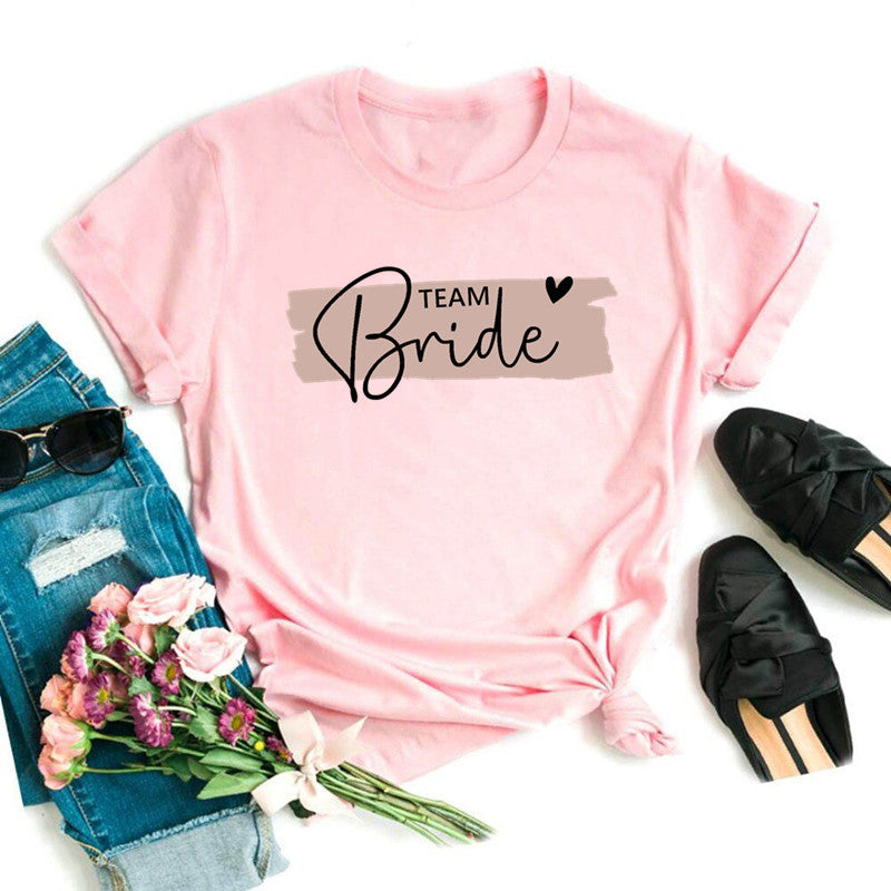 T-shirt imprimé à manches courtes pour femme, idéal pour un enterrement de vie de jeune fille avant le mariage