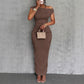 Cute Fashion Water Ripple Sloping Shoulder Dress