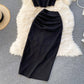Solid Color Round Neck Vest Short Top High Waist Hip-wrapped Mid-length Dress