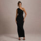 New Solid-color Ruched Off-shoulder Elegant Dress