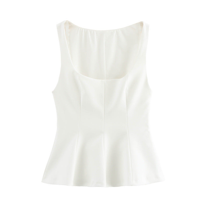 European And American Style Women's Square Collar Sleeveless Top