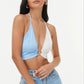 Switching Contrasting Band -wrapped Chest Big Back Short Summer Vest Female