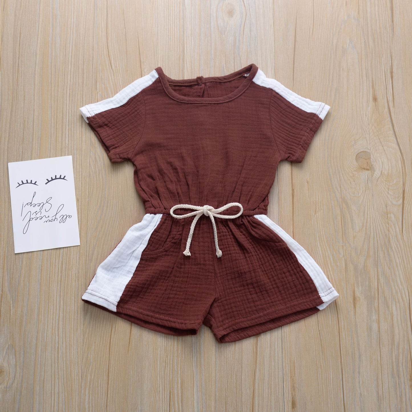 Summer casual splice color jumpsuit shorts