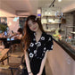 Ladies Fashion Personality Hong Kong Style Flower Shirt