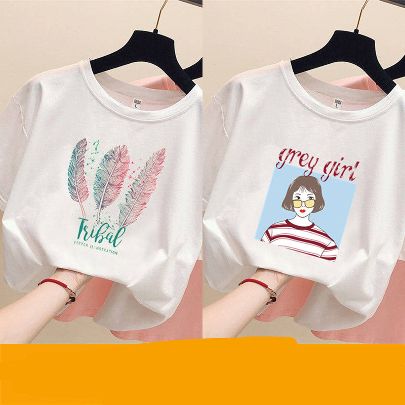 Women's loose ins trendy white short-sleeved t-shirt