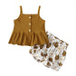 Ensemble de vêtements d'été pour filles, débardeur imprimé, short, deux pièces, sans manches