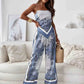 Printing Spaghetti Straps Chest Wrap Positioning Colorful Pants Suit Two-piece Set
