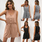 Womens Sleeveless, Defined-Waist Pullover Tank Top And Shorts Jumpsuit