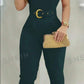 Women's Solid Color V-Neck Pleated Sleeveless Jumpsuit For Daily & Office Wear, Summer