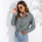 Women's Casual Long Sleeve Shirt With Lapel And Plaid Pattern