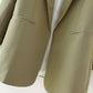 Buttonless Hem Sleeve Suit Coat Solid Casual Pants Suit