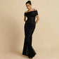 Women's Off-shoulder See-through Lace Split Slim-fit Sheath Dress