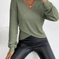 Niche V-neck Cross Pullover Long-sleeved T-shirt For Women