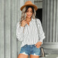 Ladies Fashion Casual Loose Versatile Shirt Striped Top