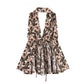 Printed Hanging Collar Top Loose Trousers Two-piece Suit