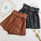 Short en cuir PU taille haute élastique pour femme, automne et hiver
