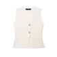 European And American Style Button Knitted Vest Skirt