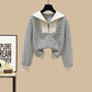 Combinaison de sport printemps rayée col marin pull zippé