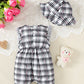 New Baby Girl Bow Plaid Jumpsuit
