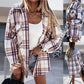 Women's Fashion Hooded Woolen Plaid Coat