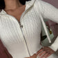 Spring And Autumn Sweater Casual Suit Zipper Hooded Sweatshirt Top Twist Waist Folding Woolen Skirt