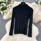Inner Layer Base Knit Sweater With A Little Bear Jacquard Design High Waist And A Flared Hem